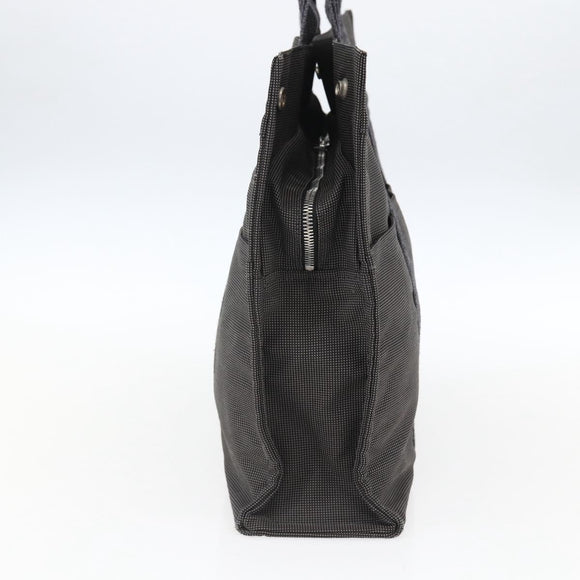 HERMES Her Line Tote MM Hand Bag Canvas Gray Silver Auth 172598