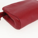 CHANEL Pouch Lamb Skin Red Gold CC Auth 172608-16