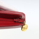 CHANEL Pouch Lamb Skin Red Gold CC Auth 172608-8