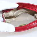 CHANEL Pouch Lamb Skin Red Gold CC Auth 172608-9