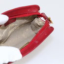 CHANEL Pouch Lamb Skin Red Gold CC Auth 172608-10