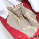 CHANEL Pouch Lamb Skin Red Gold CC Auth 172608-11