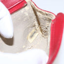 CHANEL Pouch Lamb Skin Red Gold CC Auth 172608-12