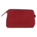 CHANEL Pouch Lamb Skin Red Gold CC Auth 172608-2