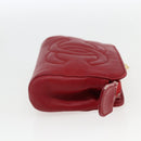 CHANEL Pouch Lamb Skin Red Gold CC Auth 172608-4