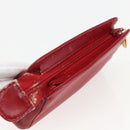 CHANEL Pouch Lamb Skin Red Gold CC Auth 172608-5