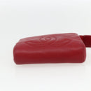CHANEL Pouch Lamb Skin Red Gold CC Auth 172608-6