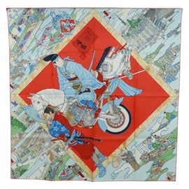 HERMES Carre 90 Scarf ""Les Artisans D'Hermes"" Silk Orange Auth 172609SAM