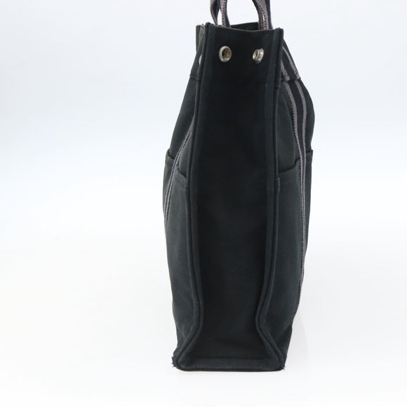 HERMES Fourre Tout MM Hand Bag Canvas Black Silver Auth 172610