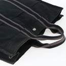 HERMES Fourre Tout MM Hand Bag Canvas Black Silver Auth 172610-6