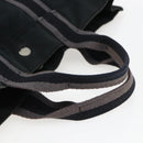 HERMES Fourre Tout MM Hand Bag Canvas Black Silver Auth 172610-7