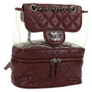 CHANEL Matelasse Chain Backpack Leather Bordeaux Silver CC Auth 172627A-1