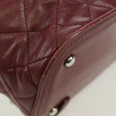 CHANEL Matelasse Chain Backpack Leather Bordeaux Silver CC Auth 172627A-12