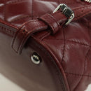 CHANEL Matelasse Chain Backpack Leather Bordeaux Silver CC Auth 172627A-15