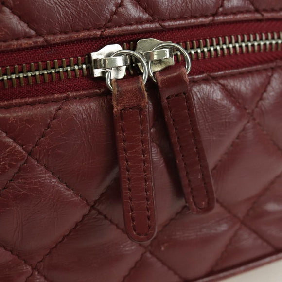 CHANEL Matelasse Chain Backpack Leather Bordeaux Silver CC Auth 172627A