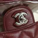 CHANEL Matelasse Chain Backpack Leather Bordeaux Silver CC Auth 172627A-23