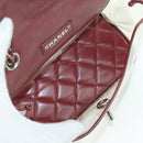 CHANEL Matelasse Chain Backpack Leather Bordeaux Silver CC Auth 172627A-27