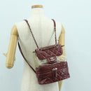 CHANEL Matelasse Chain Backpack Leather Bordeaux Silver CC Auth 172627A-31