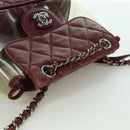 CHANEL Matelasse Chain Backpack Leather Bordeaux Silver CC Auth 172627A-6