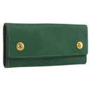 HERMES Etui Cle 4 Key Case Leather Green Gold Auth 172633-1