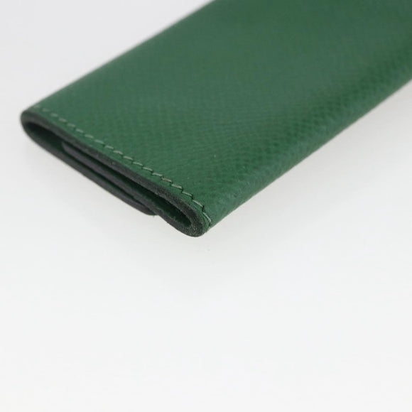 HERMES Etui Cle 4 Key Case Leather Green Gold Auth 172633
