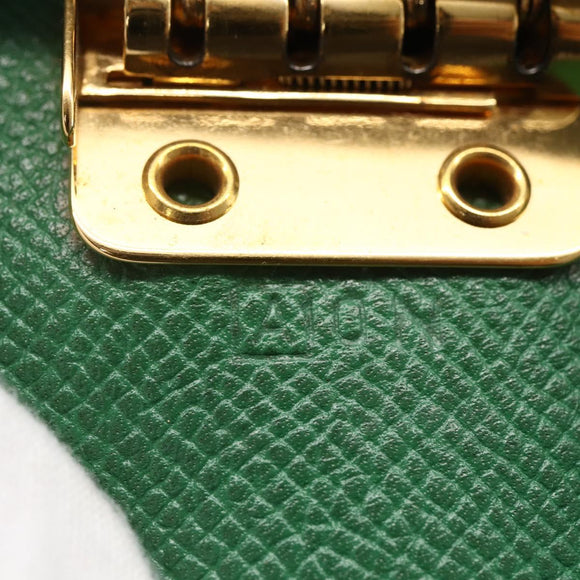 HERMES Etui Cle 4 Key Case Leather Green Gold Auth 172633