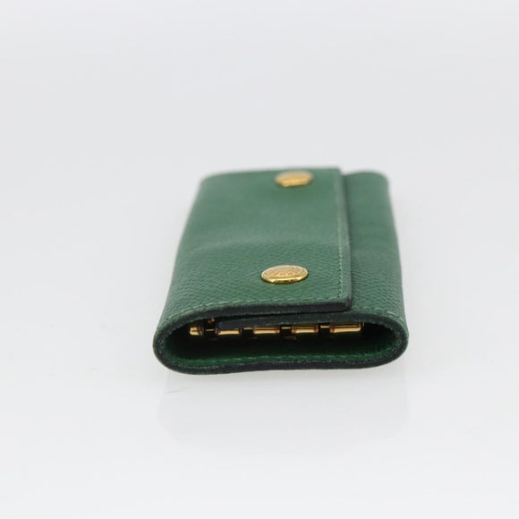 HERMES Etui Cle 4 Key Case Leather Green Gold Auth 172633
