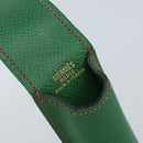 HERMES Pen Case Leather Green Auth 172634-9