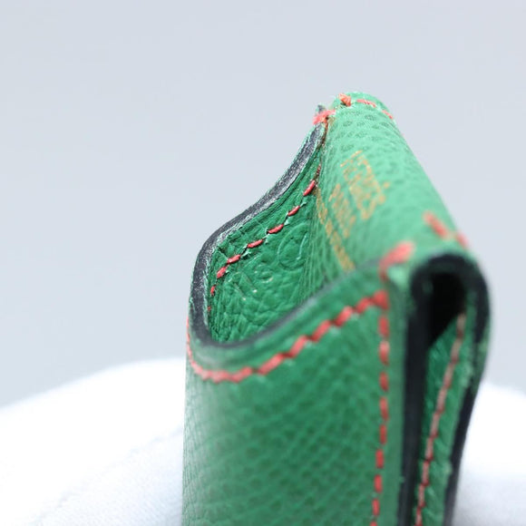 HERMES Pen Case Leather Green Auth 172634