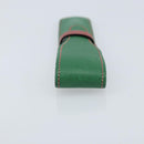 HERMES Pen Case Leather Green Auth 172634-5
