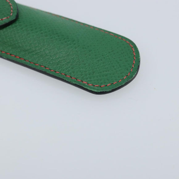 HERMES Pen Case Leather Green Auth 172634