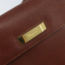 Salvatore Ferragamo Gancini Shoulder Bag Leather Brown Gold Auth 172650-15