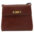 Salvatore Ferragamo Gancini Shoulder Bag Leather Brown Gold Auth 172650-2