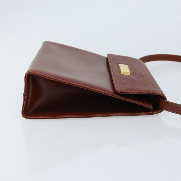 Salvatore Ferragamo Gancini Shoulder Bag Leather Brown Gold Auth 172650