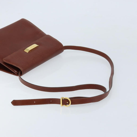 Salvatore Ferragamo Gancini Shoulder Bag Leather Brown Gold Auth 172650
