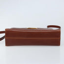 Salvatore Ferragamo Gancini Shoulder Bag Leather Brown Gold Auth 172650-9