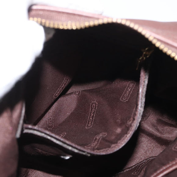 Coach Shoulder Bag Leather Brown Gold Auth 172666