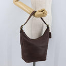 Coach Shoulder Bag Leather Brown Gold Auth 172666-22
