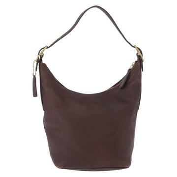 Coach Shoulder Bag Leather Brown Gold Auth 172666 - 0