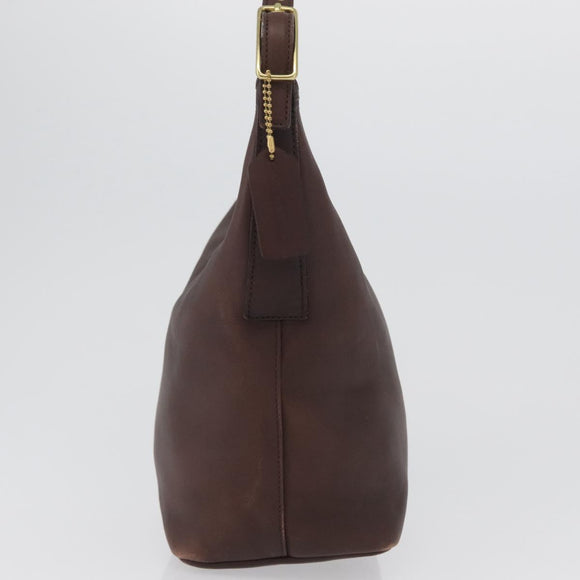 Coach Shoulder Bag Leather Brown Gold Auth 172666