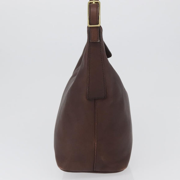 Coach Shoulder Bag Leather Brown Gold Auth 172666