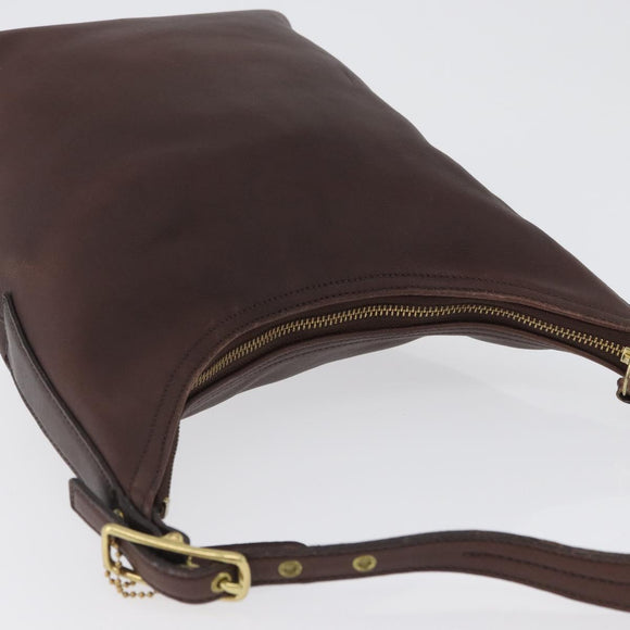 Coach Shoulder Bag Leather Brown Gold Auth 172666
