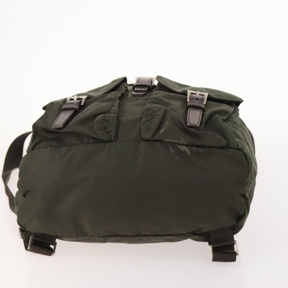 PRADA Backpack Nylon Khaki Silver Auth 172669