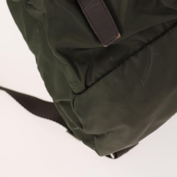 PRADA Backpack Nylon Khaki Silver Auth 172669