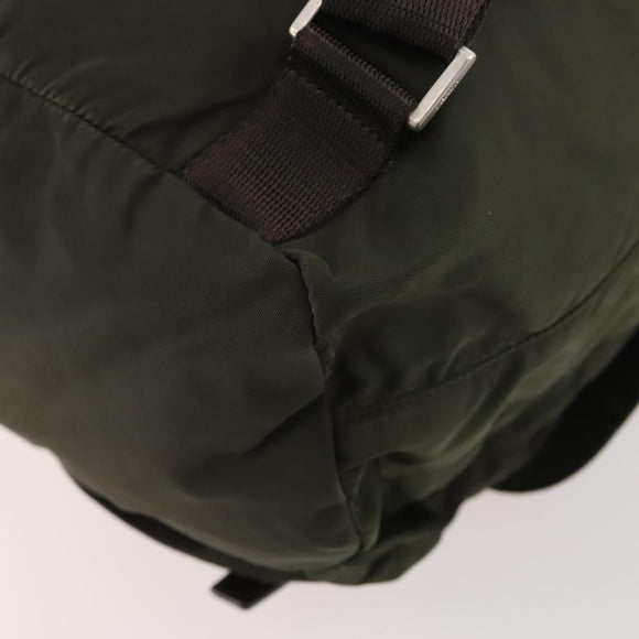 PRADA Backpack Nylon Khaki Silver Auth 172669