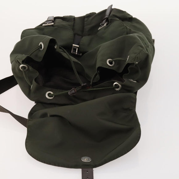 PRADA Backpack Nylon Khaki Silver Auth 172669
