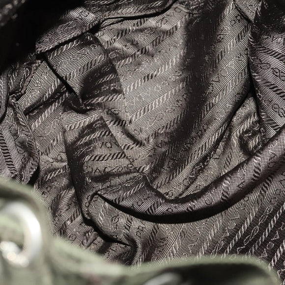 PRADA Backpack Nylon Khaki Silver Auth 172669