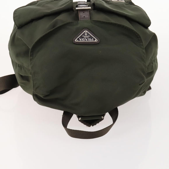 PRADA Backpack Nylon Khaki Silver Auth 172669