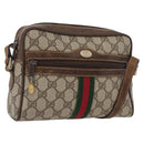 GUCCI GG Supreme Web Sherry Line Bag PVC Beige Gold 001 3654 5 Auth 172680-1
