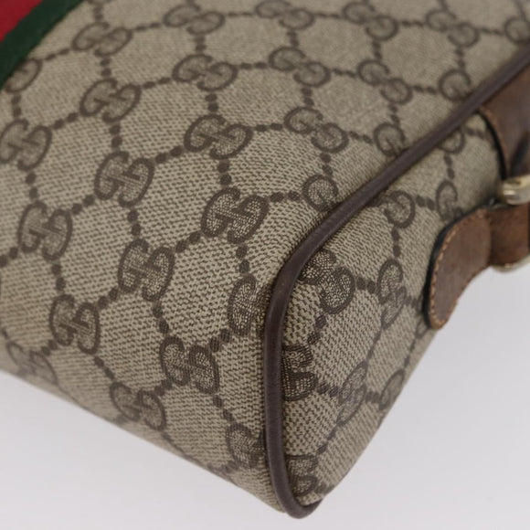 GUCCI GG Supreme Web Sherry Line Bag PVC Beige Gold 001 3654 5 Auth 172680